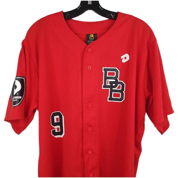 DeMarini Baseball Jersey Mens Size L Platinum Squad BB 9 Button Front Red - Picture 6 of 11